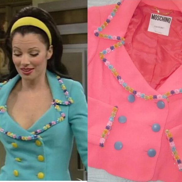 Moschino Couture PINK Rose BUD CORAL US 12 JACKET BLAZER NANNY FRAN DRESCHER